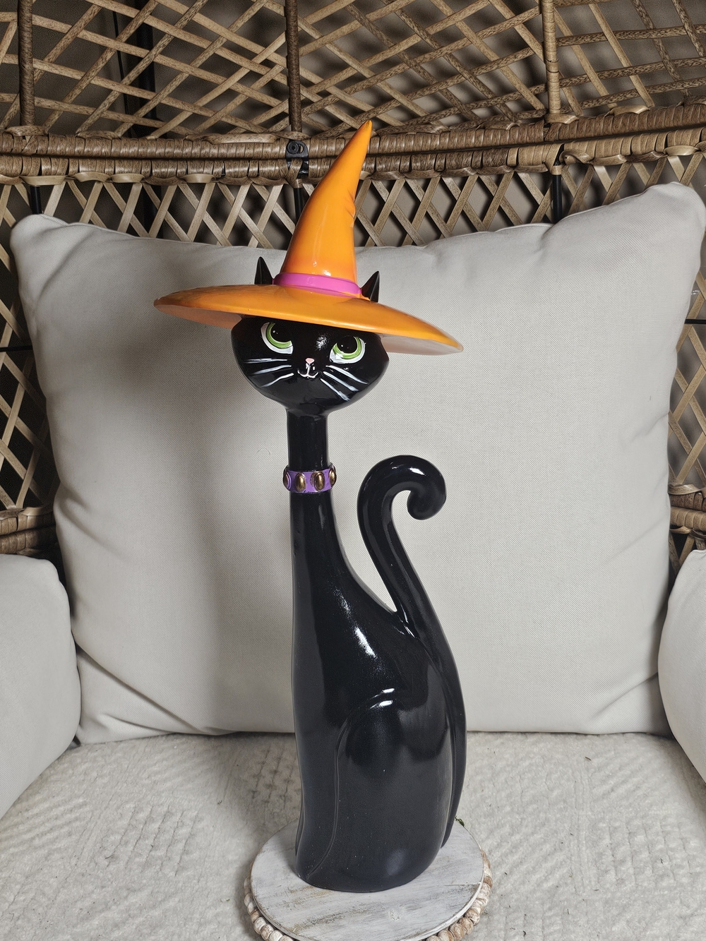 Bella Lux Black Cat with Witch Hat Figurine 24" viral htf  Halloween decor